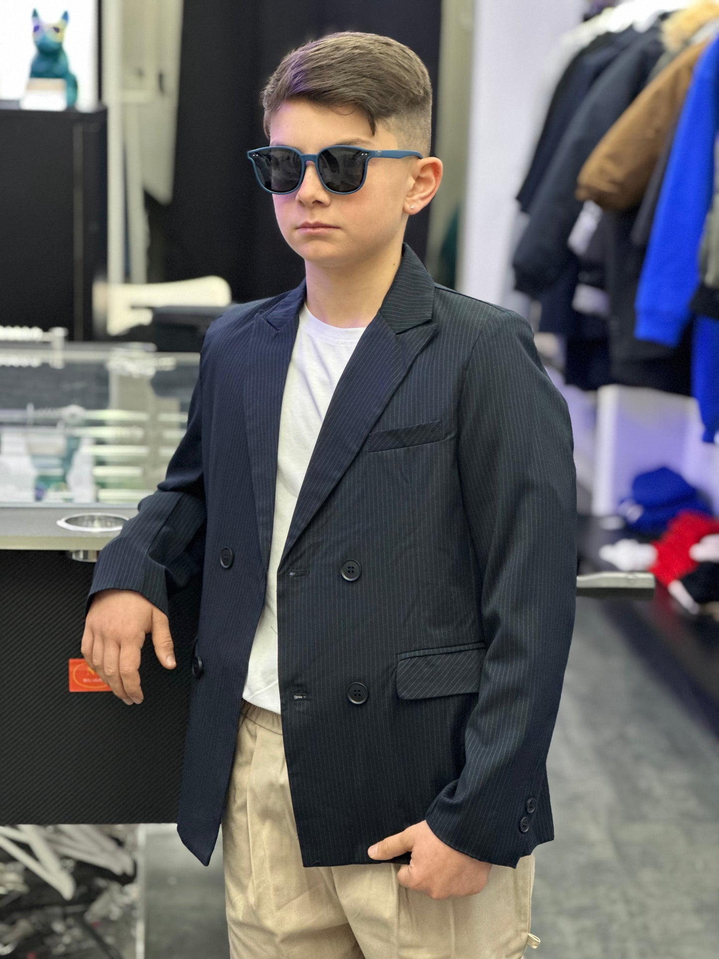 Giacca doppio petto gessata