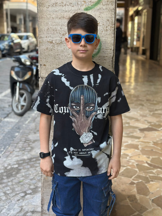 T-shirt stampa con Brillantini black