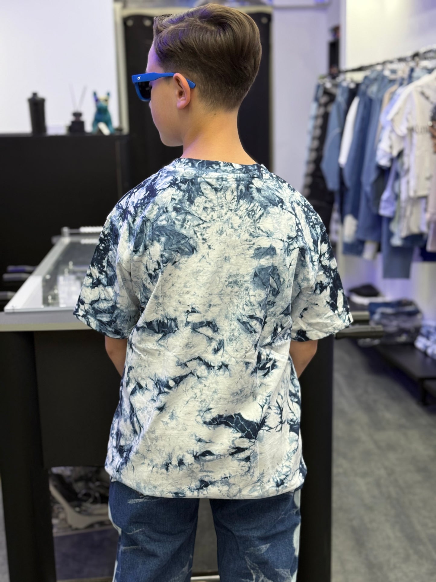 T-SHIRT MARMORIZZATA Blu