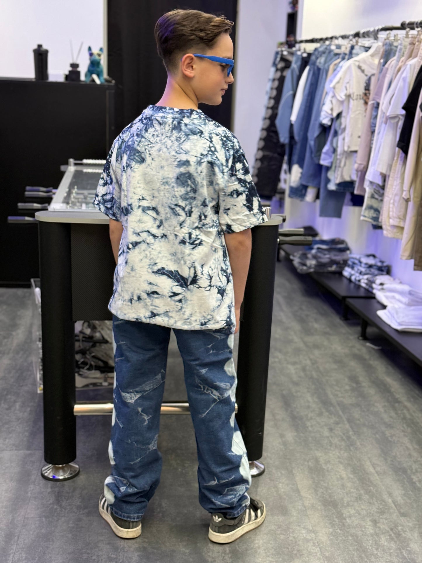 T-SHIRT MARMORIZZATA Blu