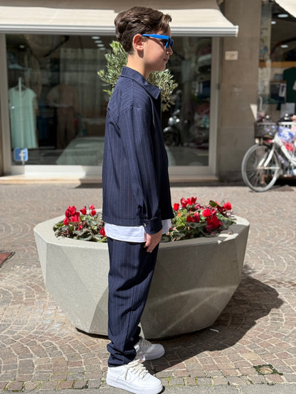 Coordinato Gessato blu