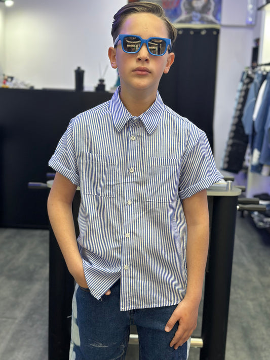 Camicia a righe in lino