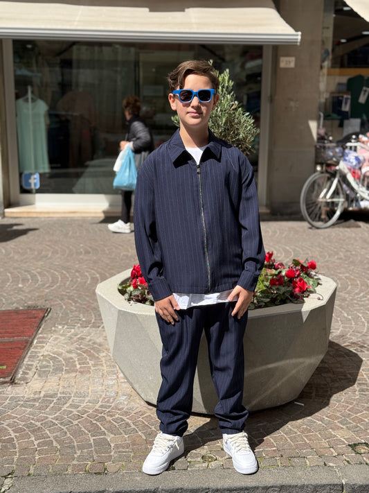 Coordinato Gessato blu