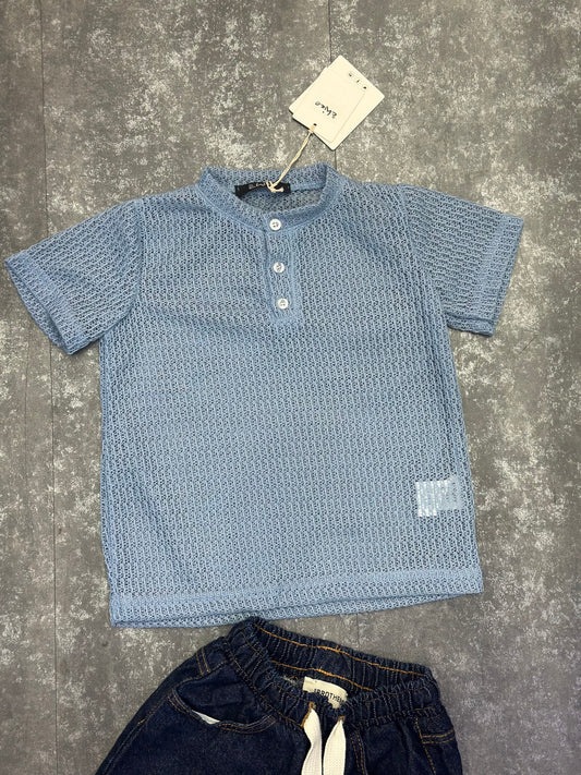 SHIRT IN FILO CELESTE